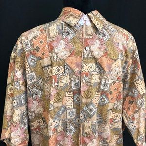 Tori Richard Men Large Brown 100% Cotton Button Up